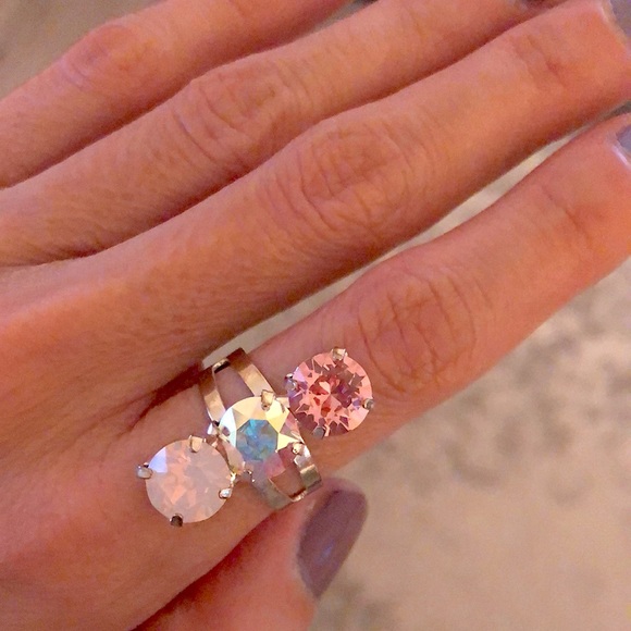 Pink Opal, AB + Rose Crystal Ring - Picture 2 of 7